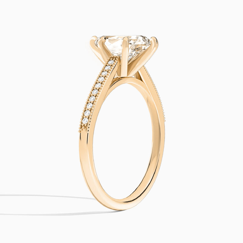 Pear Luxe Hudson Lab Grown Diamond Engagement Ring In 14K Rose Gold, Angle View