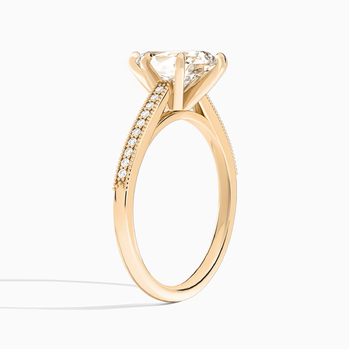 Pear Luxe Hudson Lab Grown Diamond Engagement Ring In 14K Rose Gold, Angle View