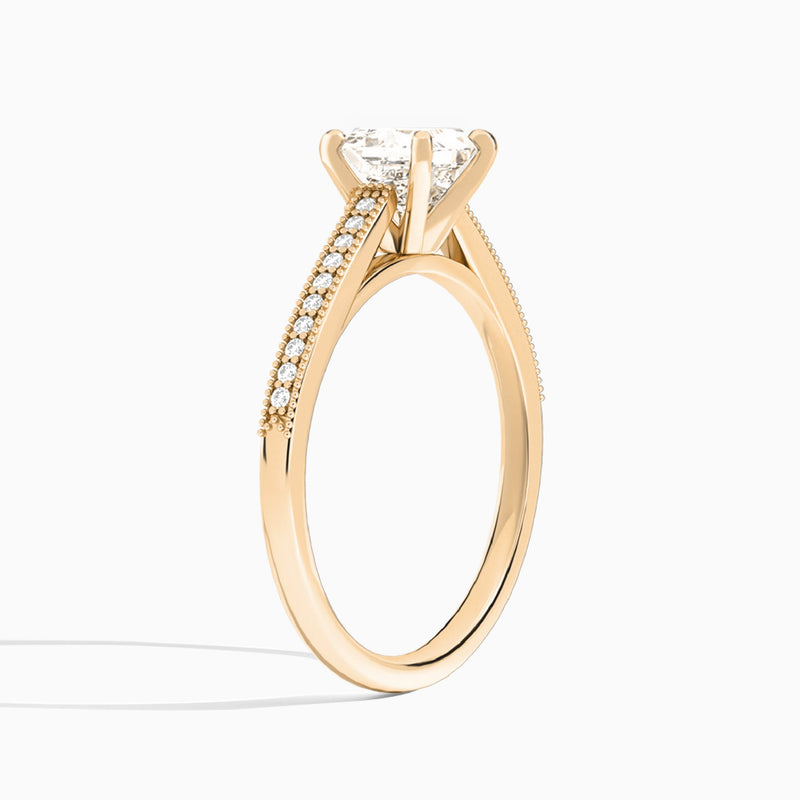 Princess Luxe Hudson Lab Grown Diamond Engagement Ring In 14K Rose Gold, Angle View