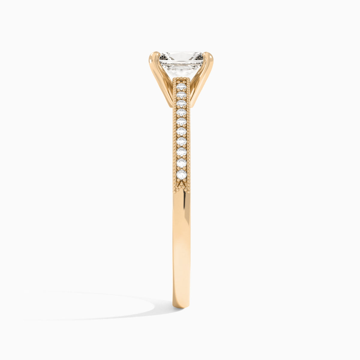 Radiant Luxe Hudson Lab Grown Diamond Engagement Ring In 14K Rose Gold, Side View