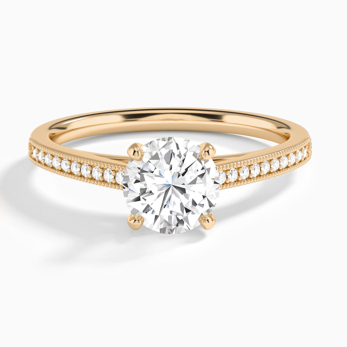 Round Luxe Hudson Lab Grown Diamond Engagement Ring In 14K Rose Gold - Lucenjuri