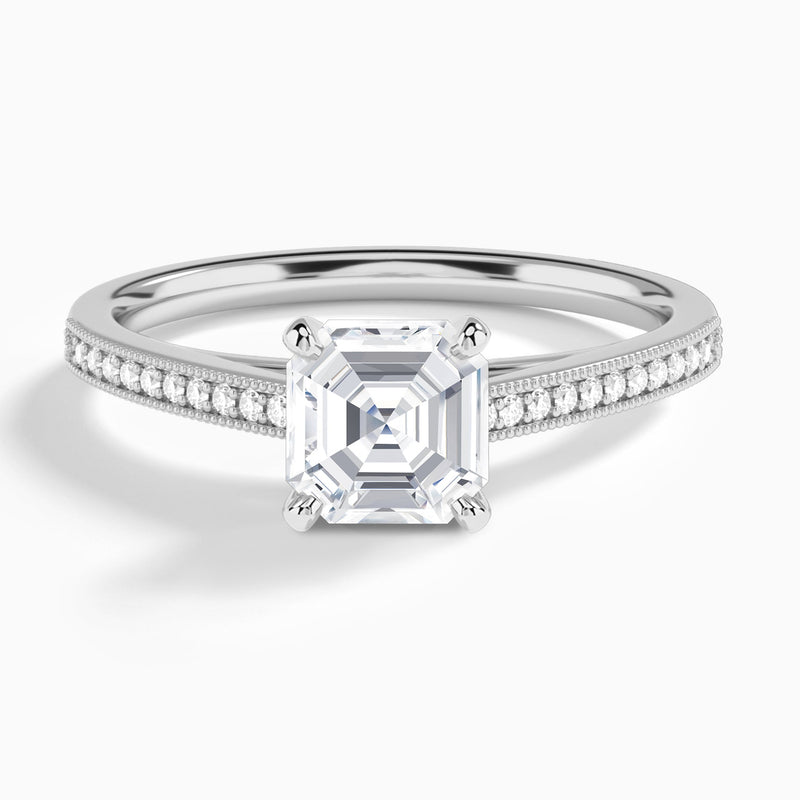 Asscher Luxe Hudson Lab Grown Diamond Engagement Ring In 18K White Gold - Lucenjuri
