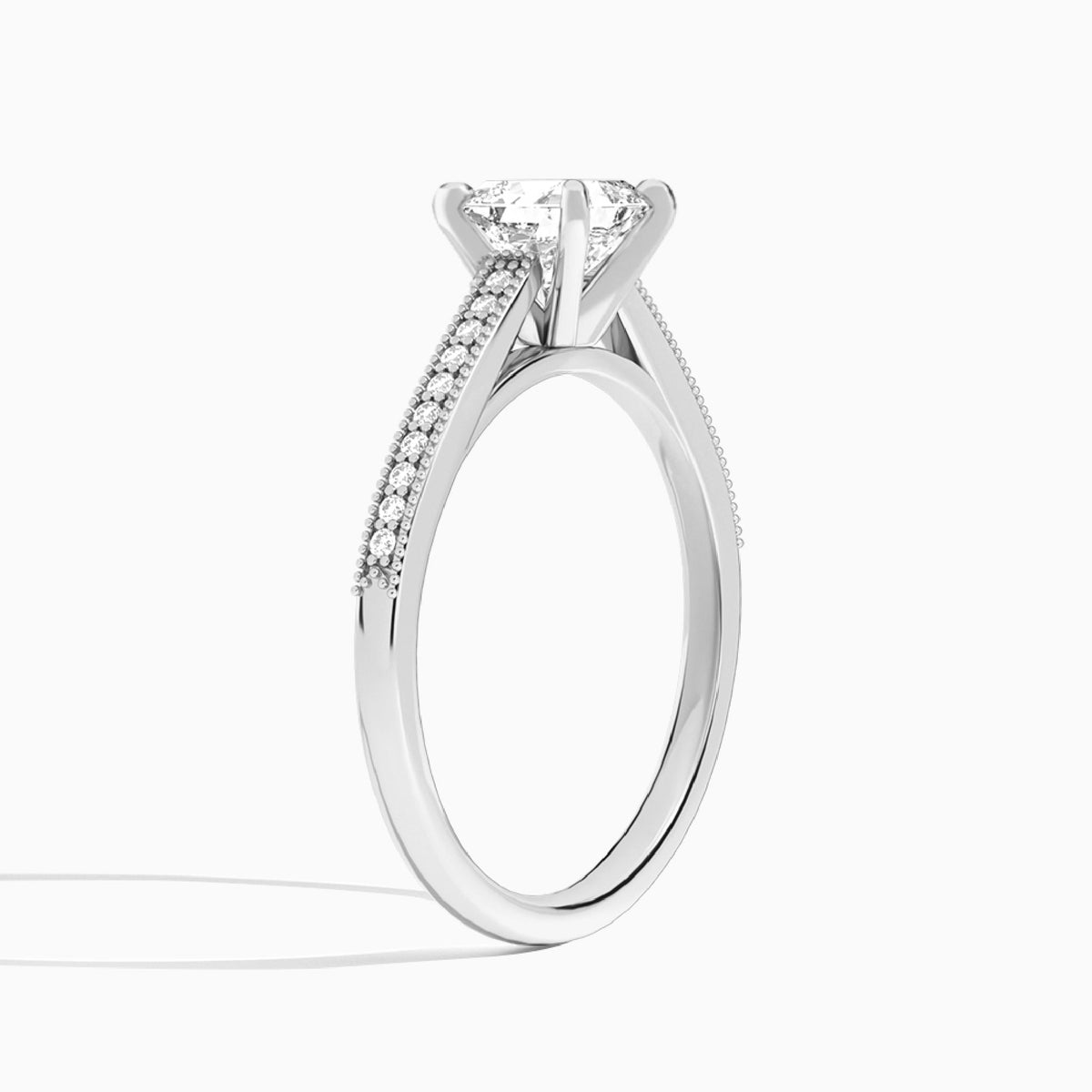 Asscher Luxe Hudson Lab Grown Diamond Engagement Ring In 14K White Gold, Angle View