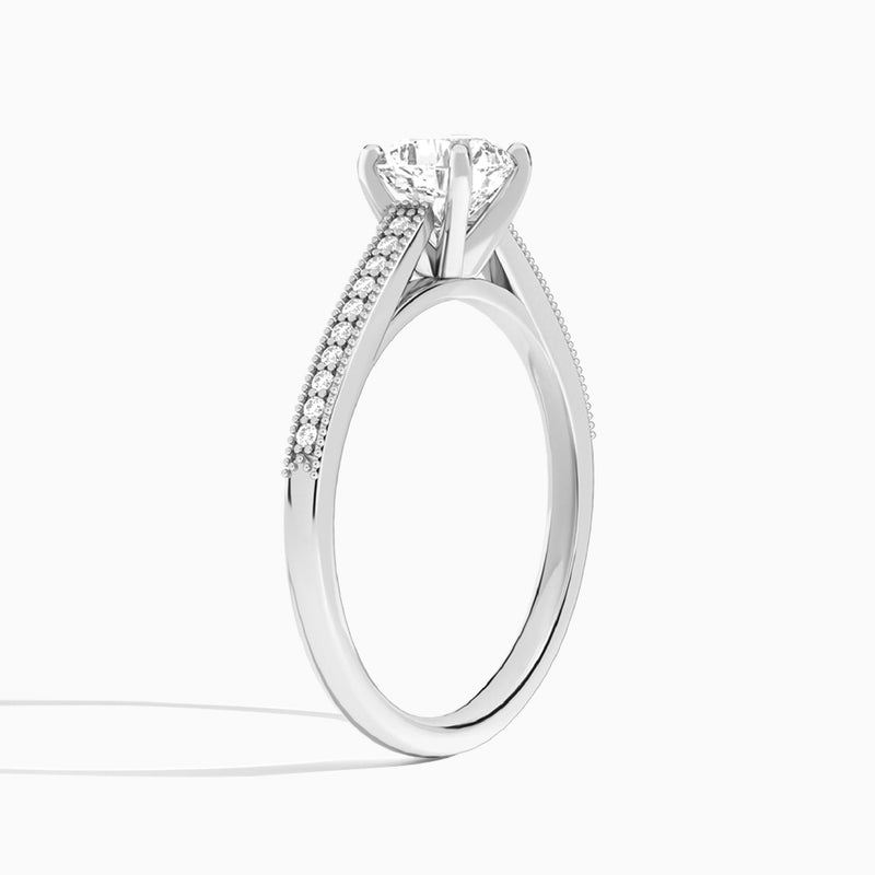 Cushion Luxe Hudson Lab Grown Diamond Engagement Ring In 18K White Gold, Angle View