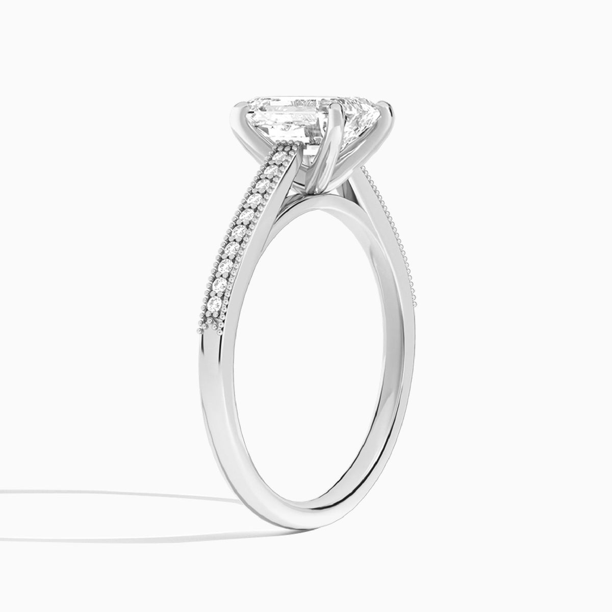 Emerald Luxe Hudson Lab Grown Diamond Engagement Ring In 14K White Gold, Angle View