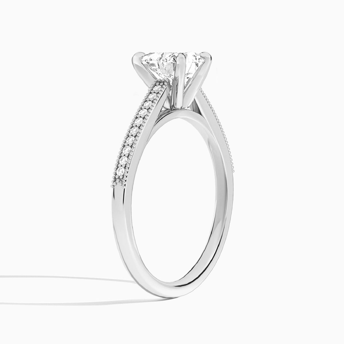Heart Luxe Hudson Lab Grown Diamond Engagement Ring In 18K White Gold, Angle View