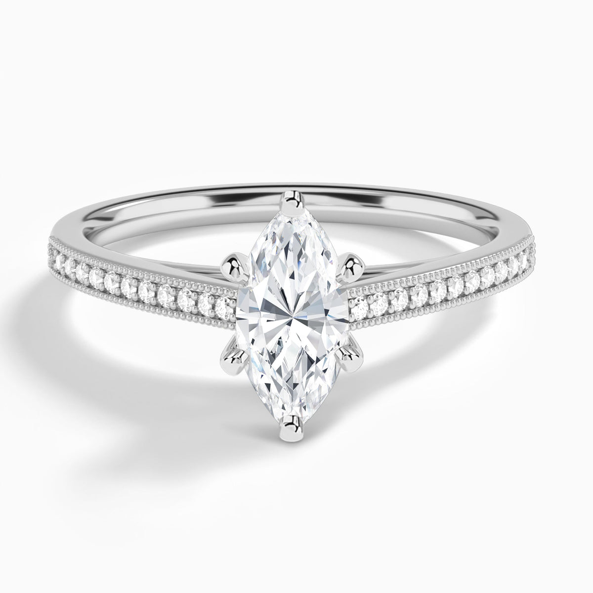 Marquise Luxe Hudson Lab Grown Diamond Engagement Ring In 18K White Gold - Lucenjuri