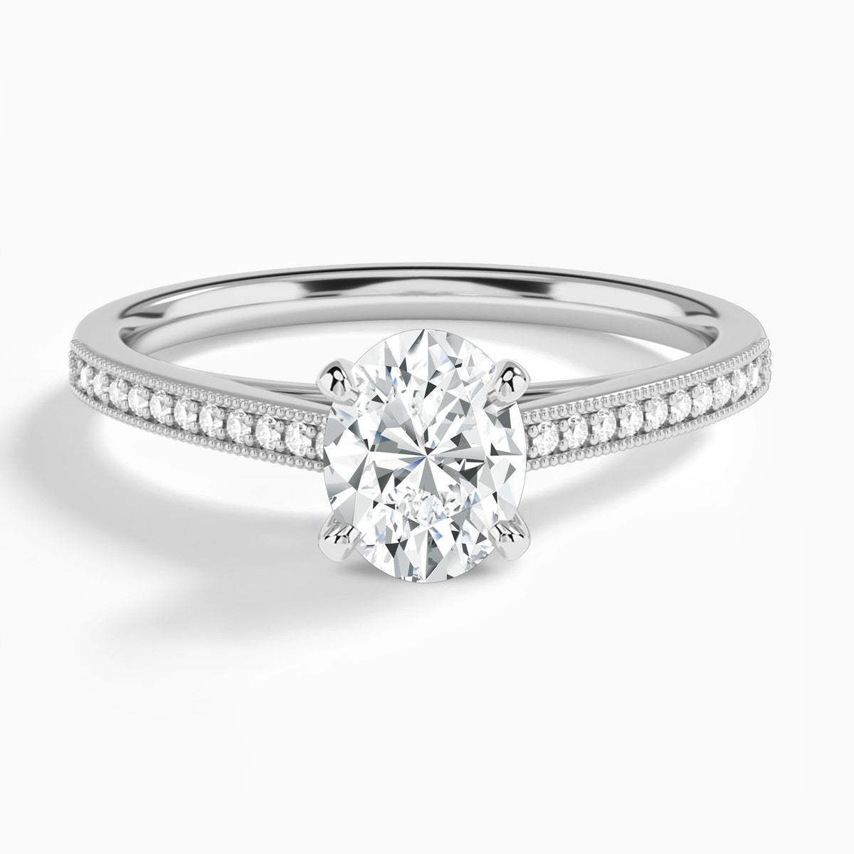 Oval Luxe Hudson Lab Grown Diamond Engagement Ring In 14K White Gold - Lucenjuri