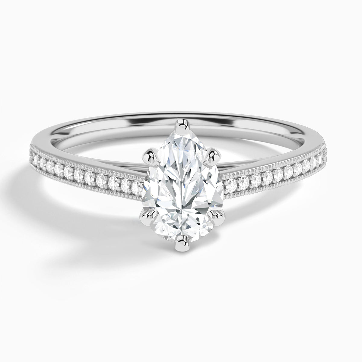 Pear Luxe Hudson Lab Grown Diamond Engagement Ring In 18K White Gold - Lucenjuri
