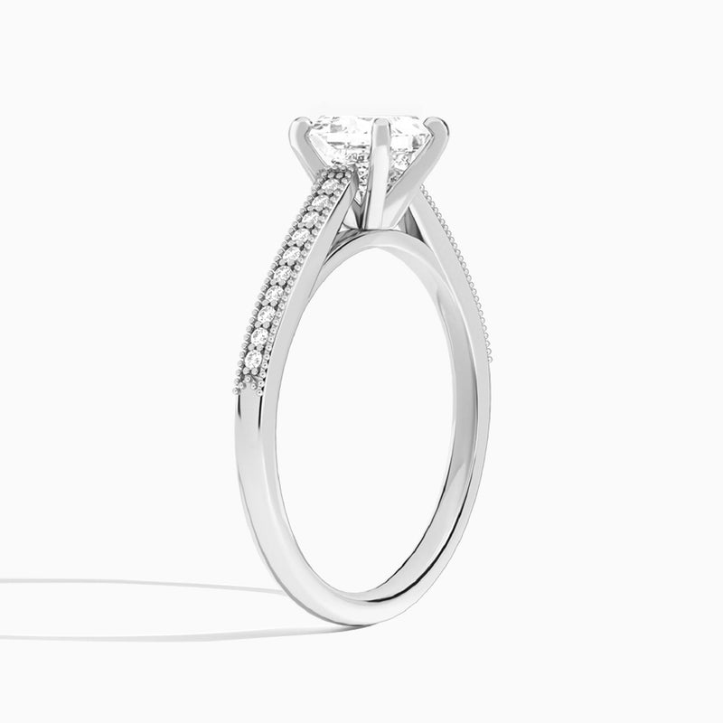 Princess Luxe Hudson Lab Grown Diamond Engagement Ring In 14K White Gold, Angle View