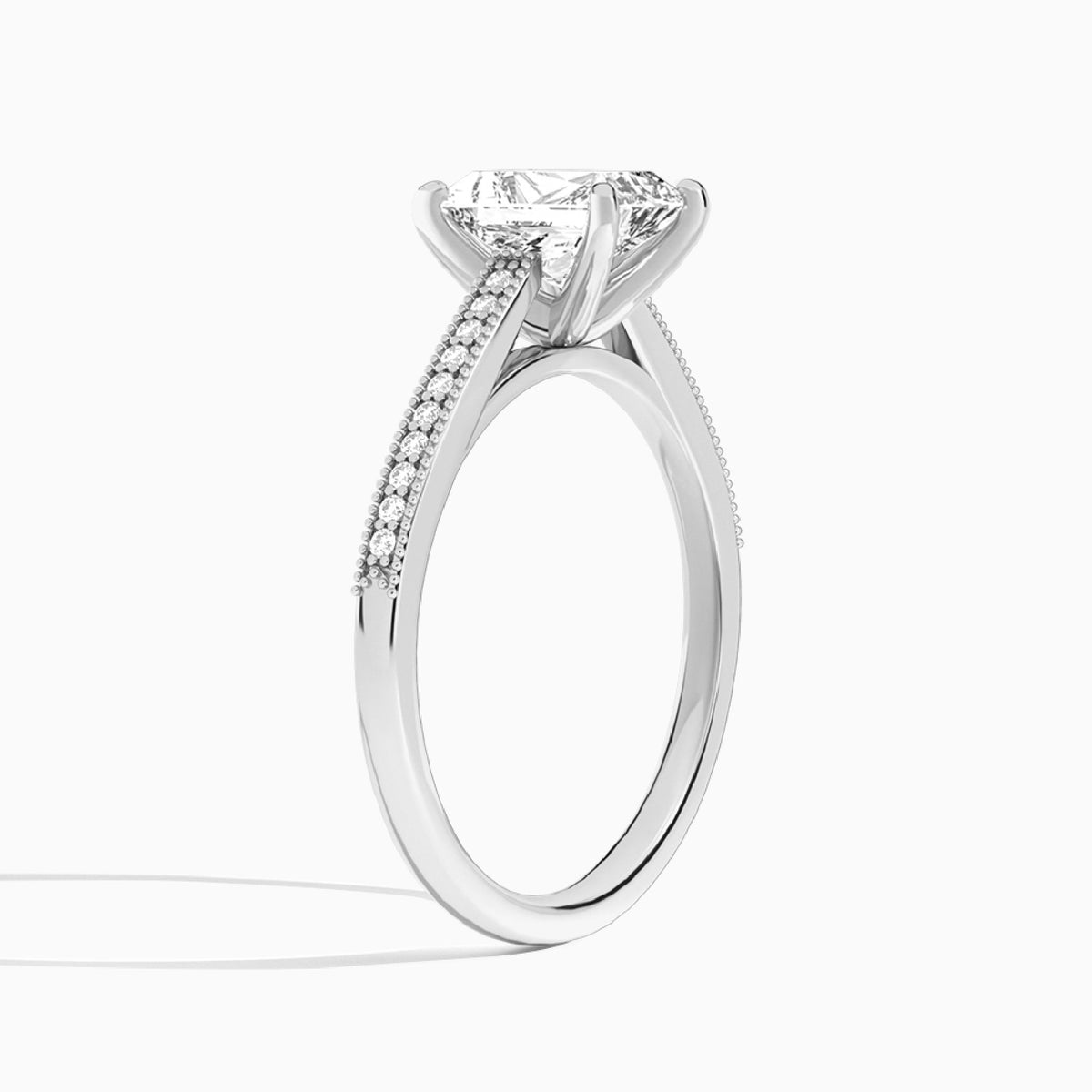 Radiant Luxe Hudson Lab Grown Diamond Engagement Ring In 18K White Gold, Angle View