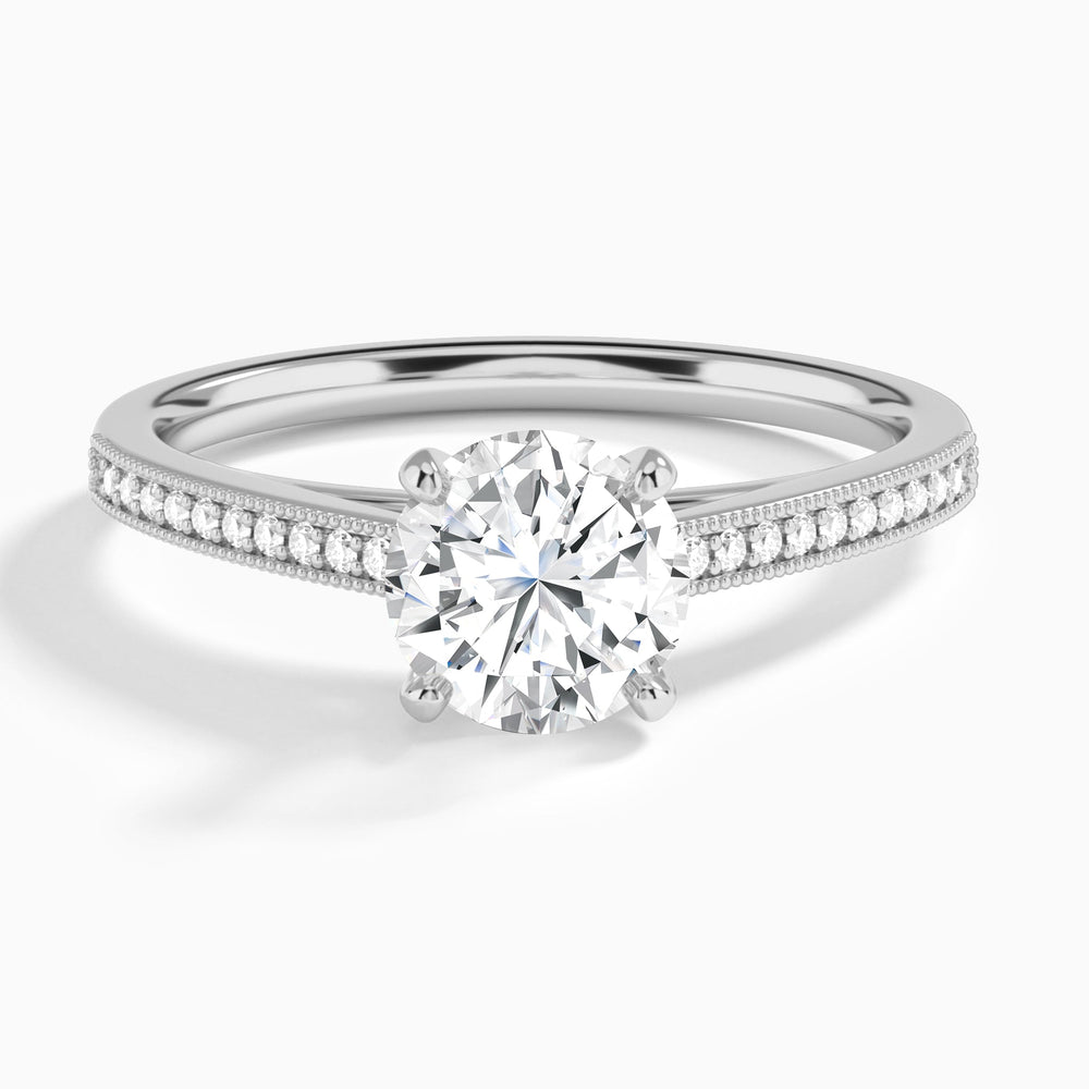 Round Luxe Hudson Lab Grown Diamond Engagement Ring In 14K White Gold - Lucenjuri