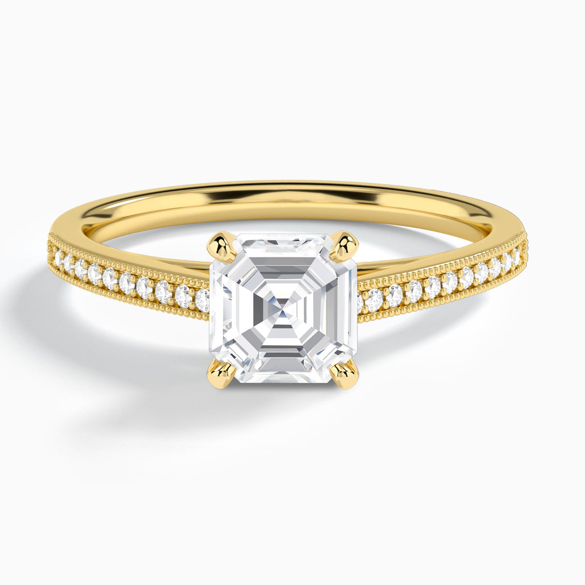 Asscher Luxe Hudson Lab Grown Diamond Engagement Ring In 14K Yellow Gold - Lucenjuri