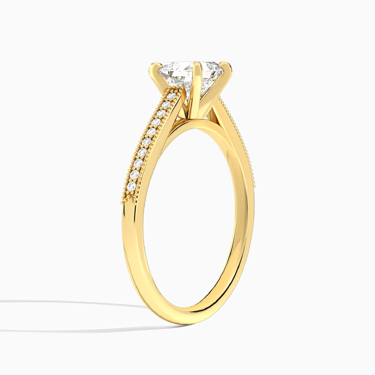 Asscher Luxe Hudson Lab Grown Diamond Engagement Ring In 14K Yellow Gold, Angle View