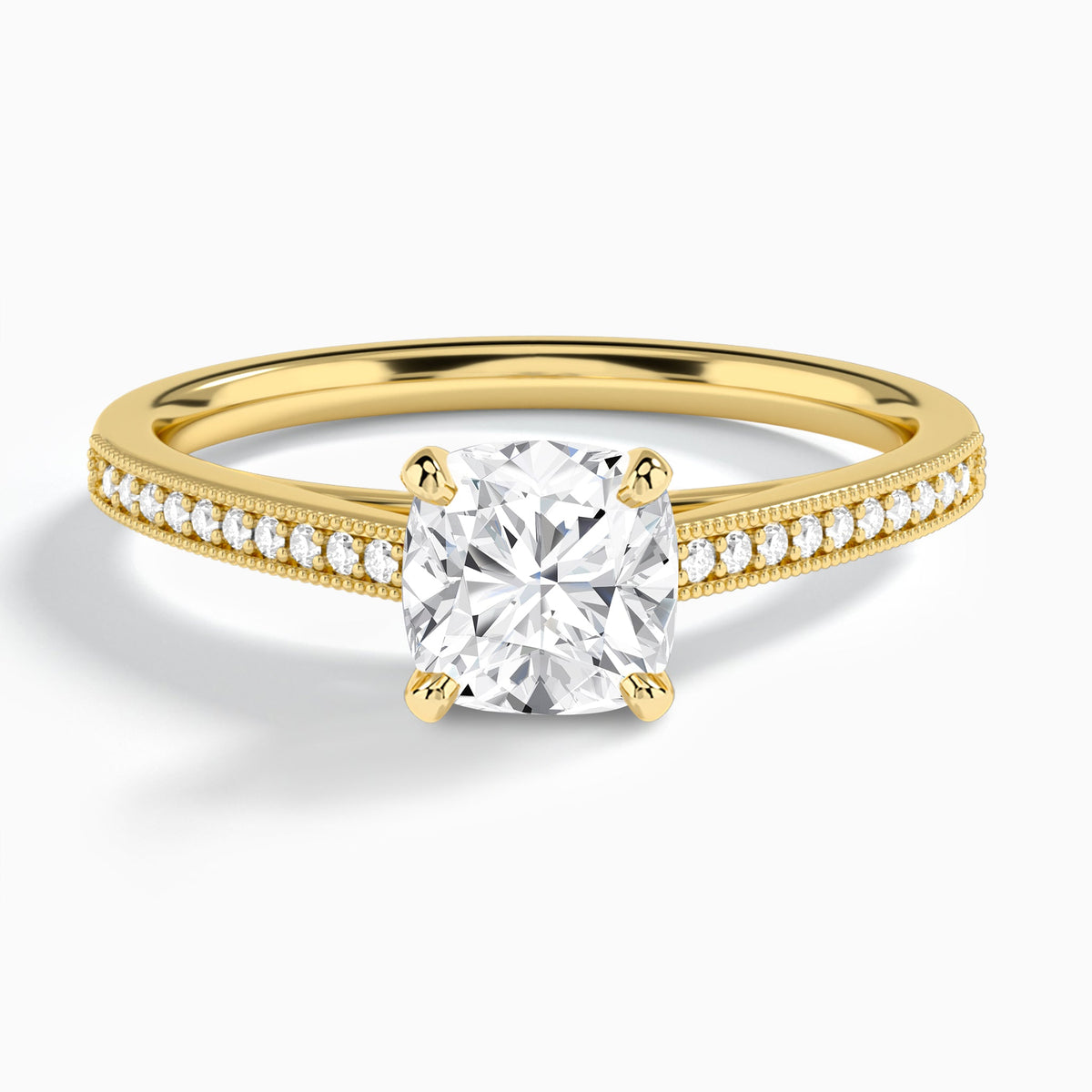 Cushion Luxe Hudson Lab Grown Diamond Engagement Ring In 18K Yellow Gold - Lucenjuri