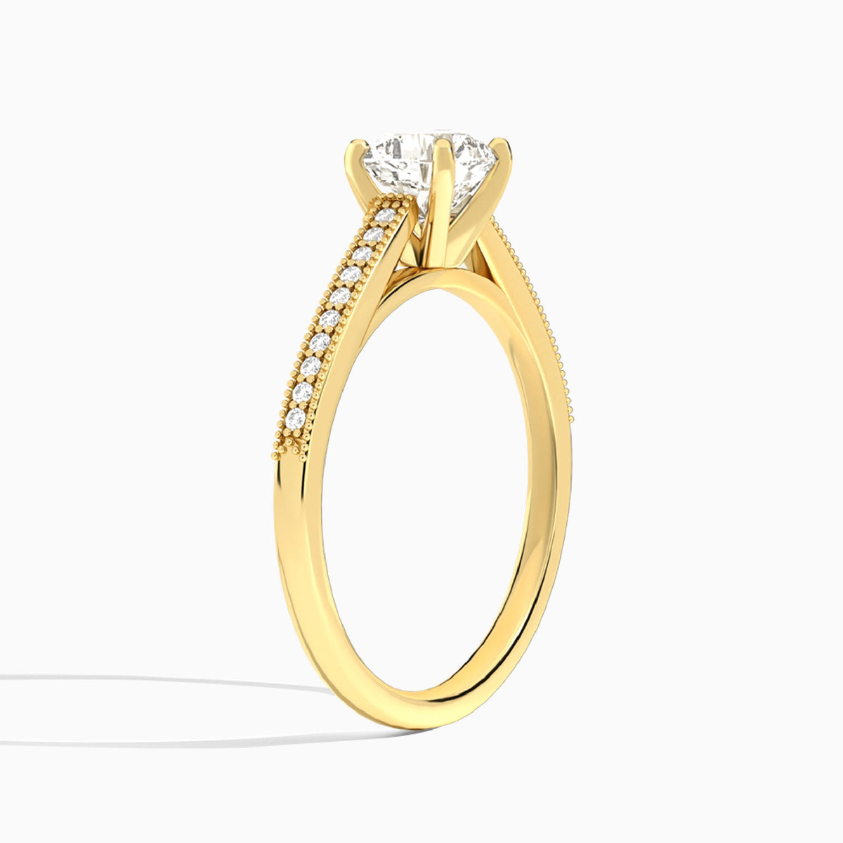 Cushion Luxe Hudson Lab Grown Diamond Engagement Ring In 14K Yellow Gold, Angle View