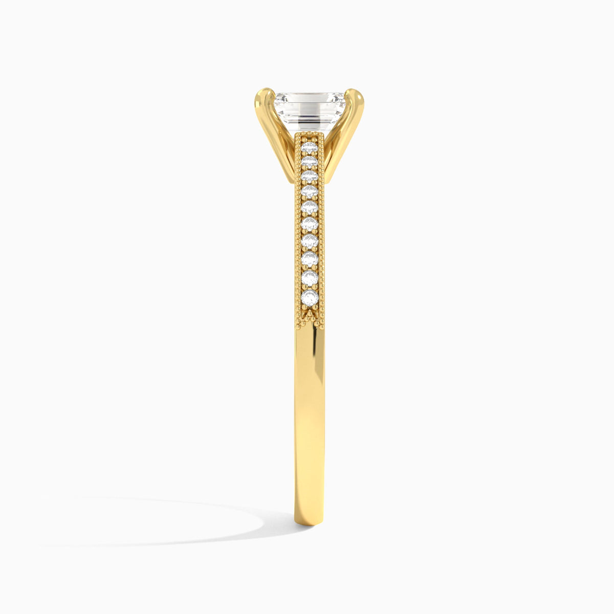Emerald Luxe Hudson Lab Grown Diamond Engagement Ring In 14K Yellow Gold, Side View