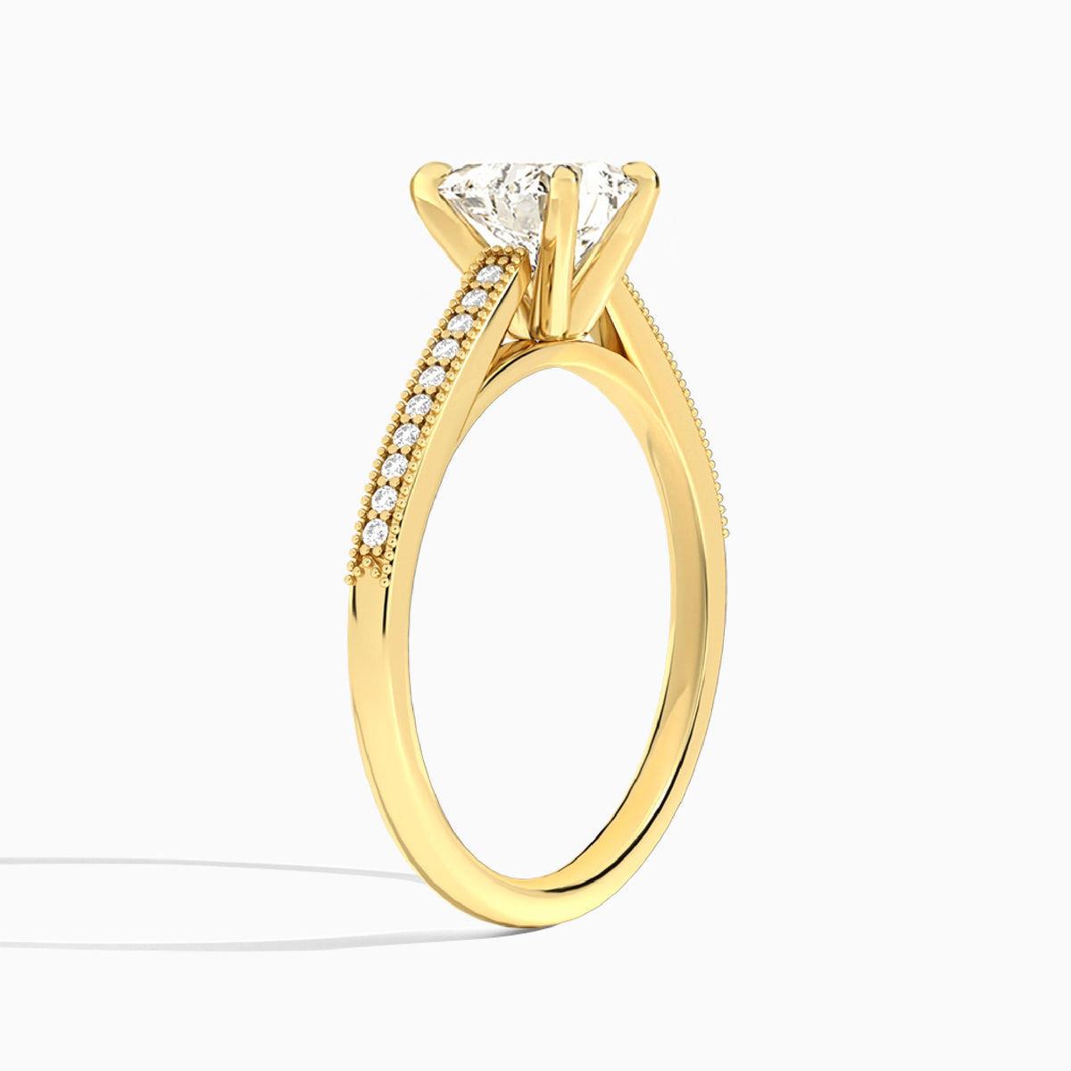 Heart Luxe Hudson Lab Grown Diamond Engagement Ring In 14K Yellow Gold, Angle View