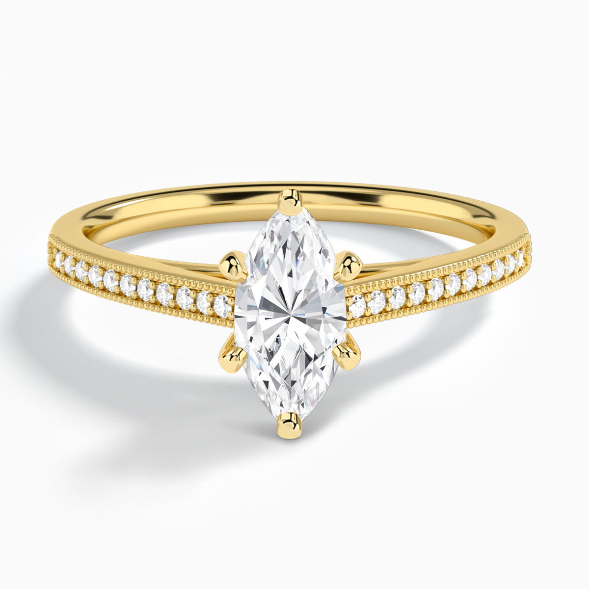 Marquise Luxe Hudson Lab Grown Diamond Engagement Ring In 18K Yellow Gold - Lucenjuri