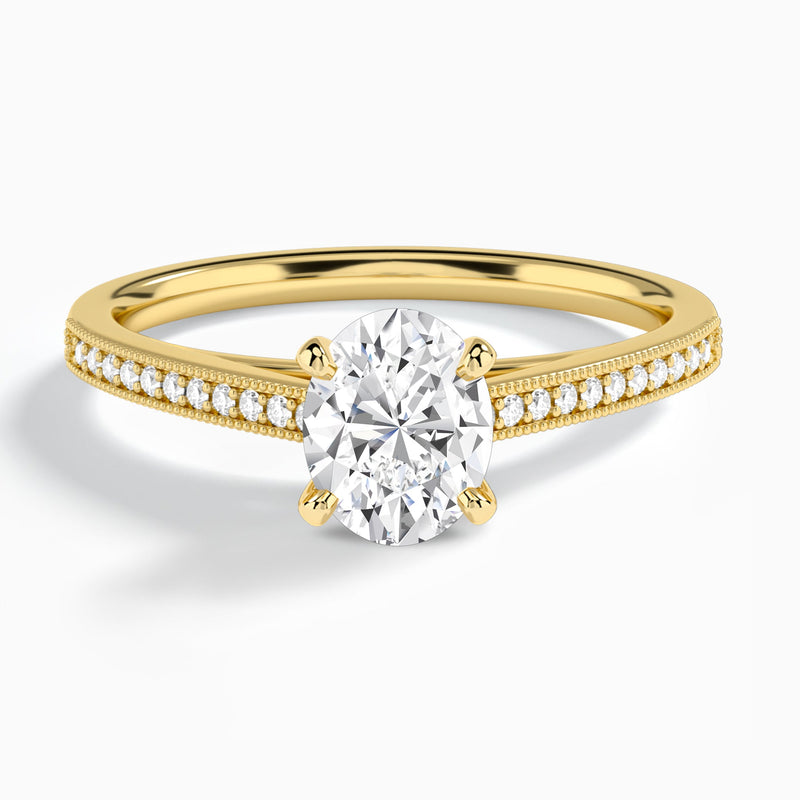 Oval Luxe Hudson Lab Grown Diamond Engagement Ring In 18K Yellow Gold - Lucenjuri