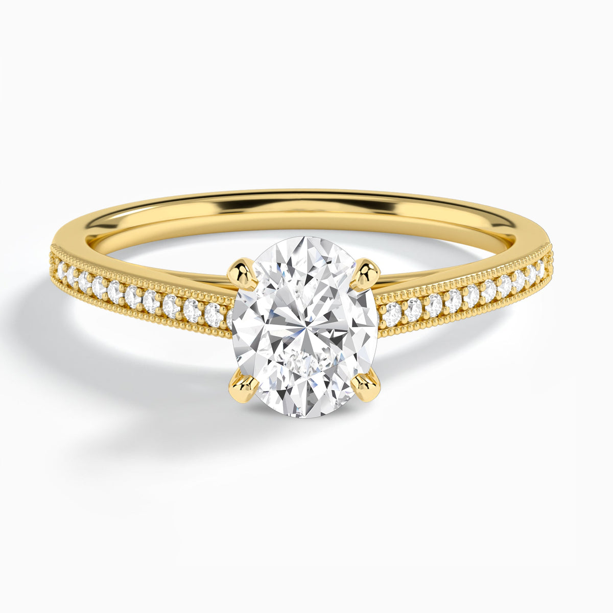 Oval Luxe Hudson Lab Grown Diamond Engagement Ring In 18K Yellow Gold - Lucenjuri