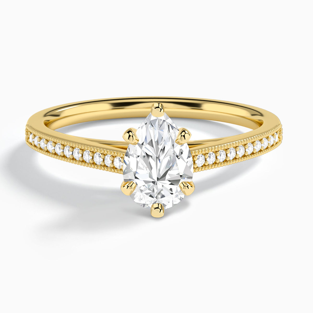 Pear Luxe Hudson Lab Grown Diamond Engagement Ring In 14K Yellow Gold - Lucenjuri