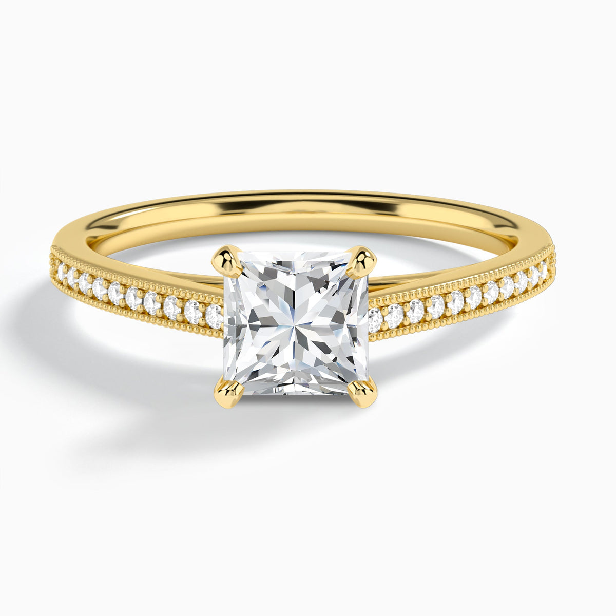 Princess Luxe Hudson Lab Grown Diamond Engagement Ring In 18K Yellow Gold - Lucenjuri