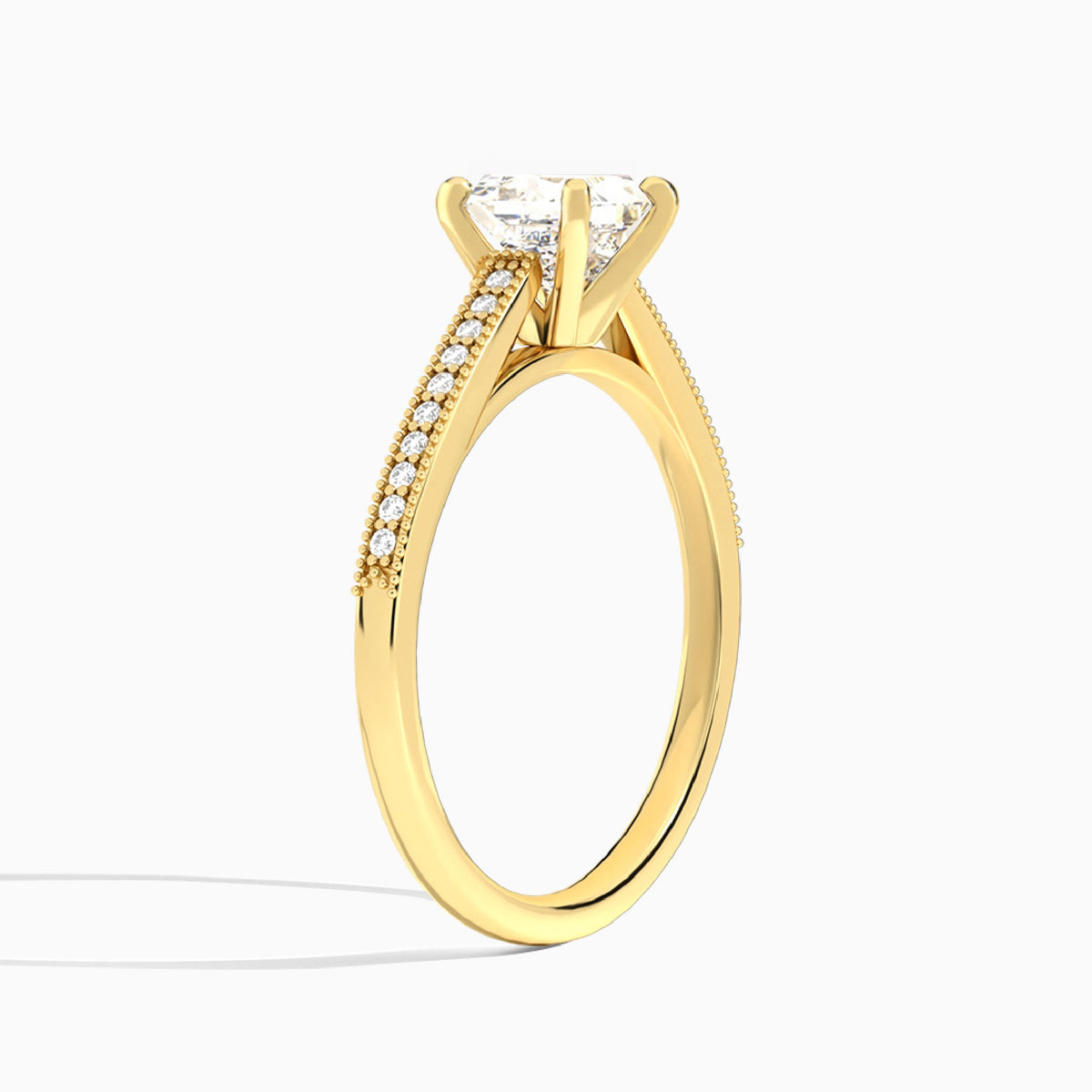 Princess Luxe Hudson Lab Grown Diamond Engagement Ring In 18K Yellow Gold, Angle View