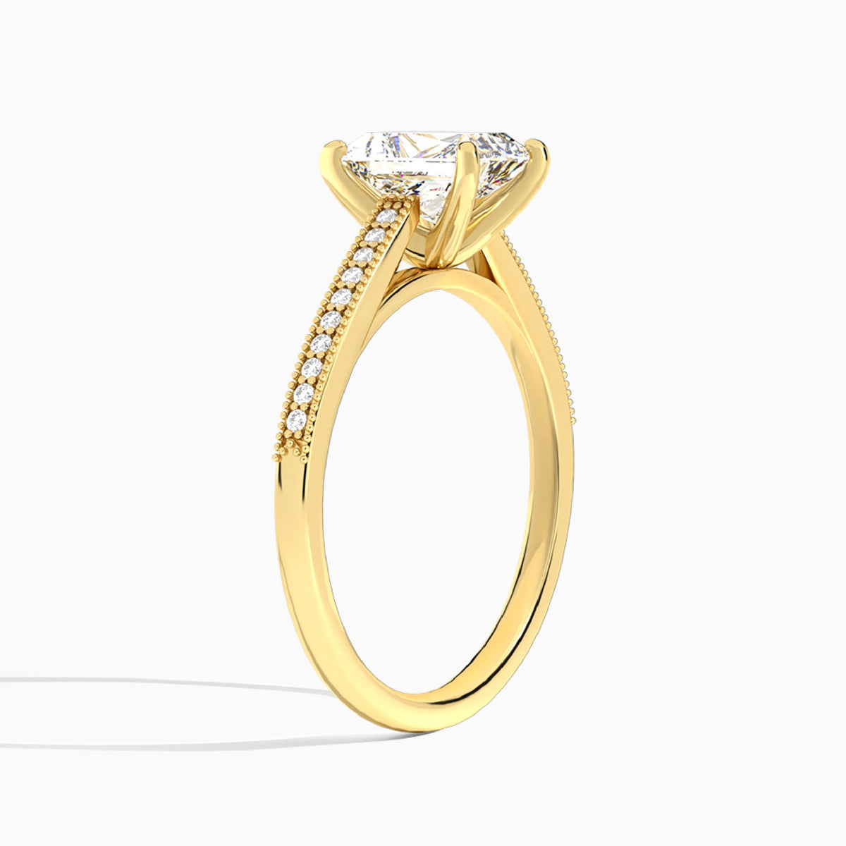 Radiant Luxe Hudson Lab Grown Diamond Engagement Ring In 14K Yellow Gold, Angle View