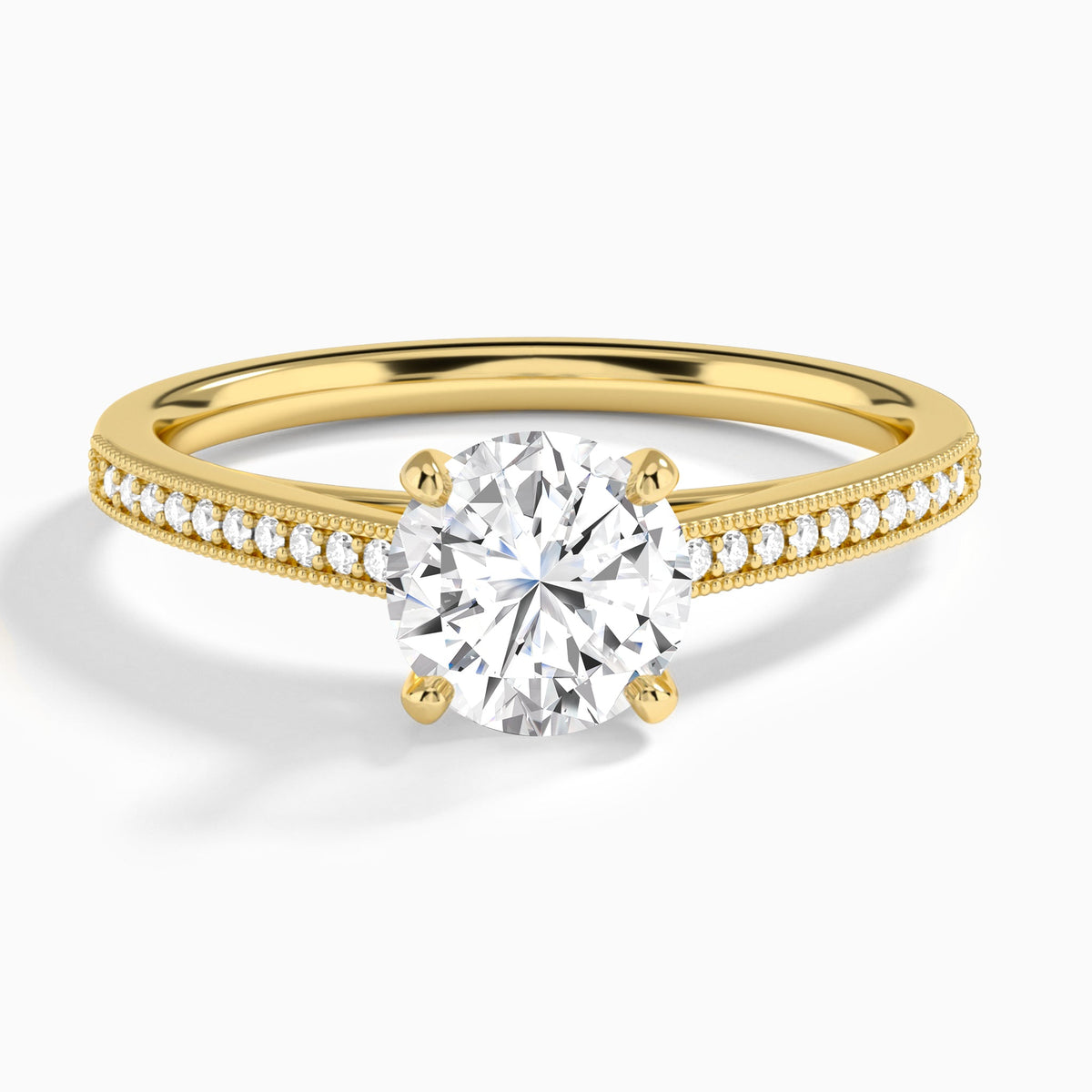 Round Luxe Hudson Lab Grown Diamond Engagement Ring In 18K Yellow Gold - Lucenjuri