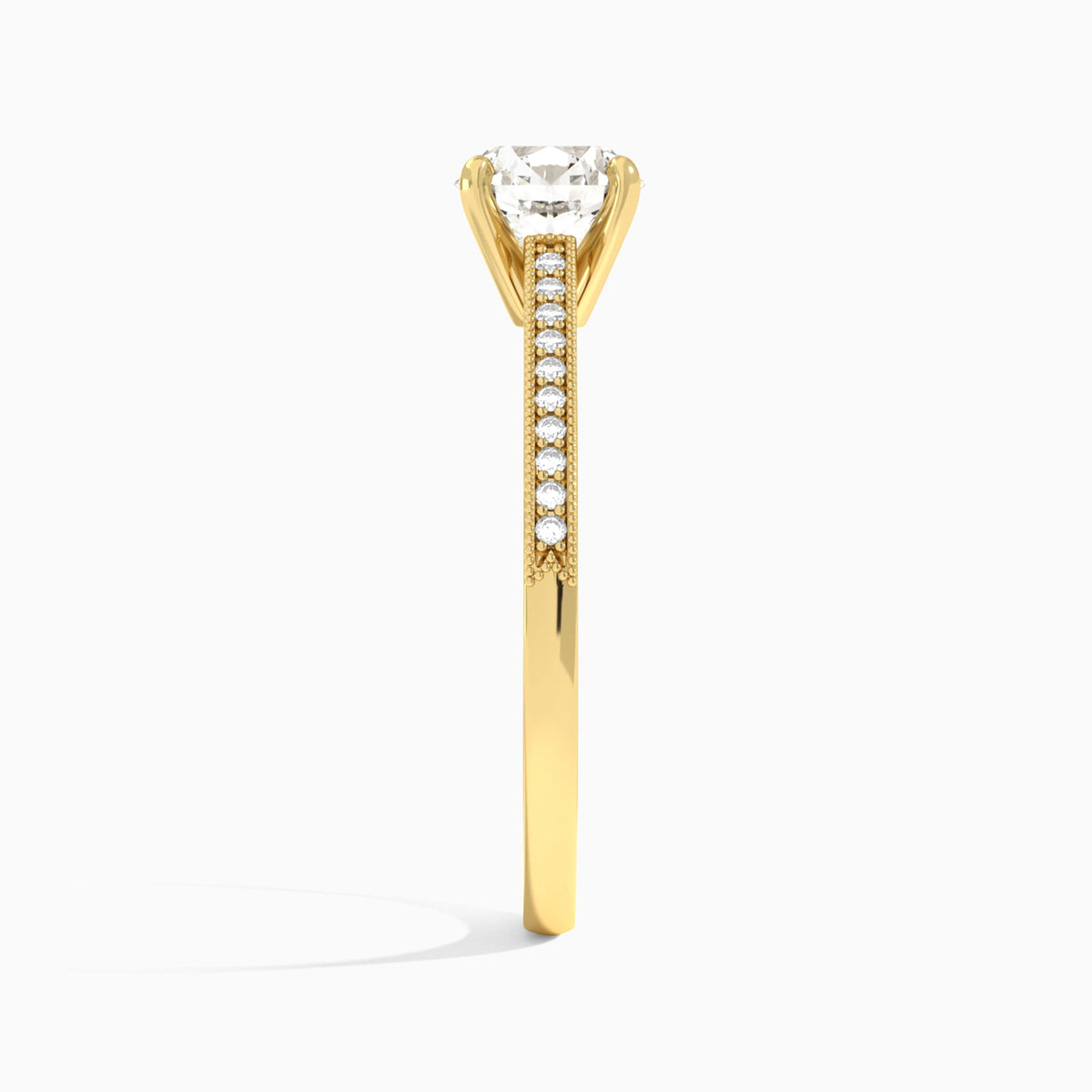 Round Luxe Hudson Lab Grown Diamond Engagement Ring In 18K Yellow Gold, Side View