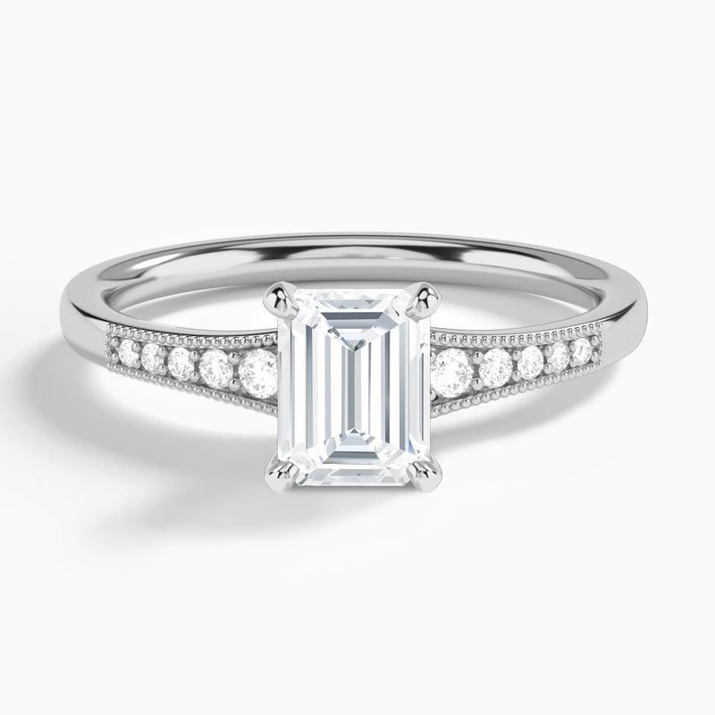 Emerald Starla Milgrain Lab Grown Diamond Engagement Ring In Platinum - Lucenjuri