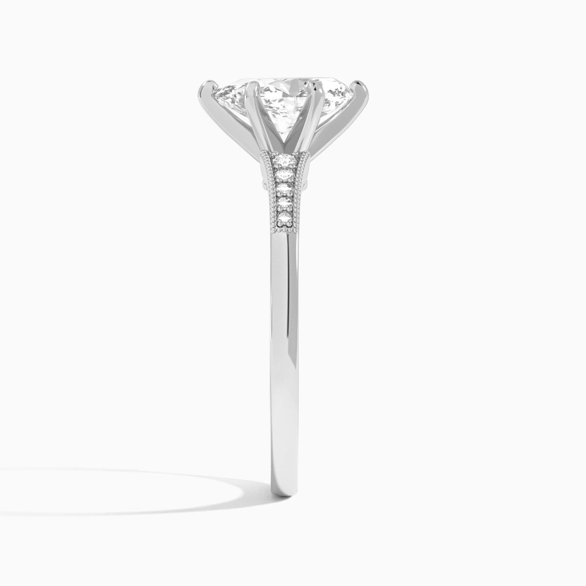 Pear Starla Milgrain Lab Grown Diamond Engagement Ring In Platinum, Side View