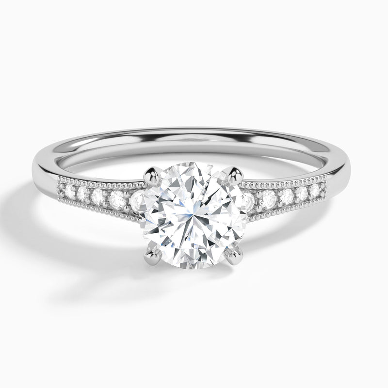 Round Starla Milgrain Lab Grown Diamond Engagement Ring In Platinum - Lucenjuri