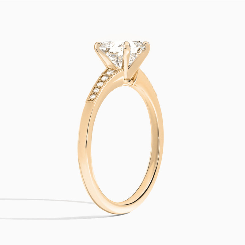 Asscher Starla Milgrain Lab Diamond Engagement Ring In 14K Rose Gold, Angle View