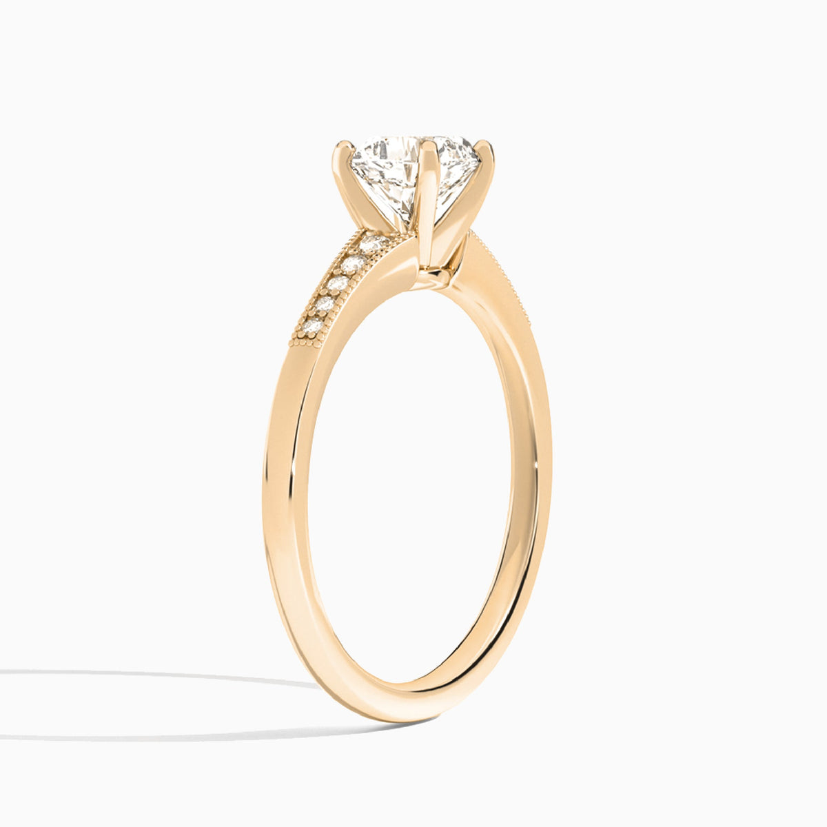 Cushion Starla Milgrain Lab Diamond Engagement Ring In 14K Rose Gold, Angle View