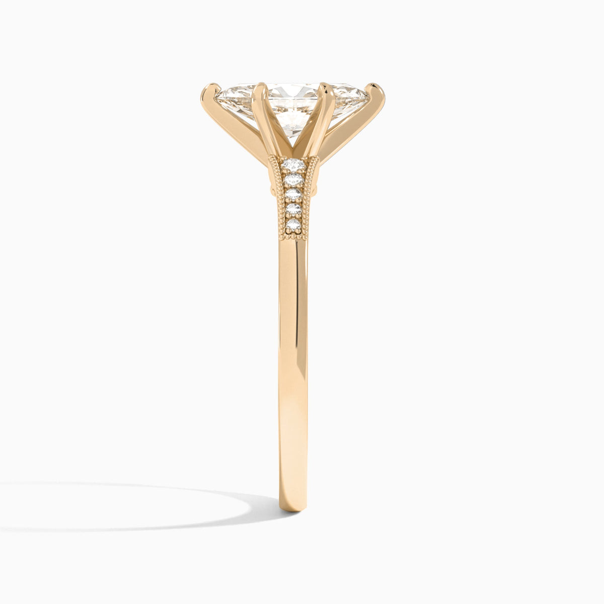 Marquise Starla Milgrain Lab Diamond Engagement Ring In 14K Rose Gold, Side View