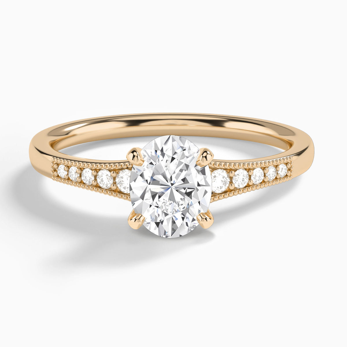 Oval Starla Milgrain Lab Diamond Engagement Ring In 14K Rose Gold - Lucenjuri