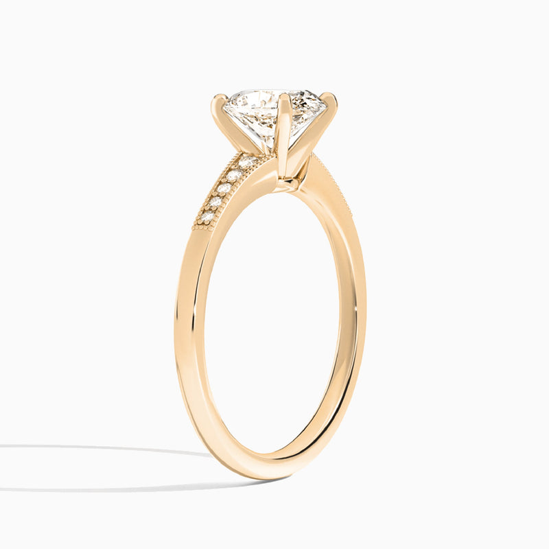 Oval Starla Milgrain Lab Diamond Engagement Ring In 14K Rose Gold, Angle View