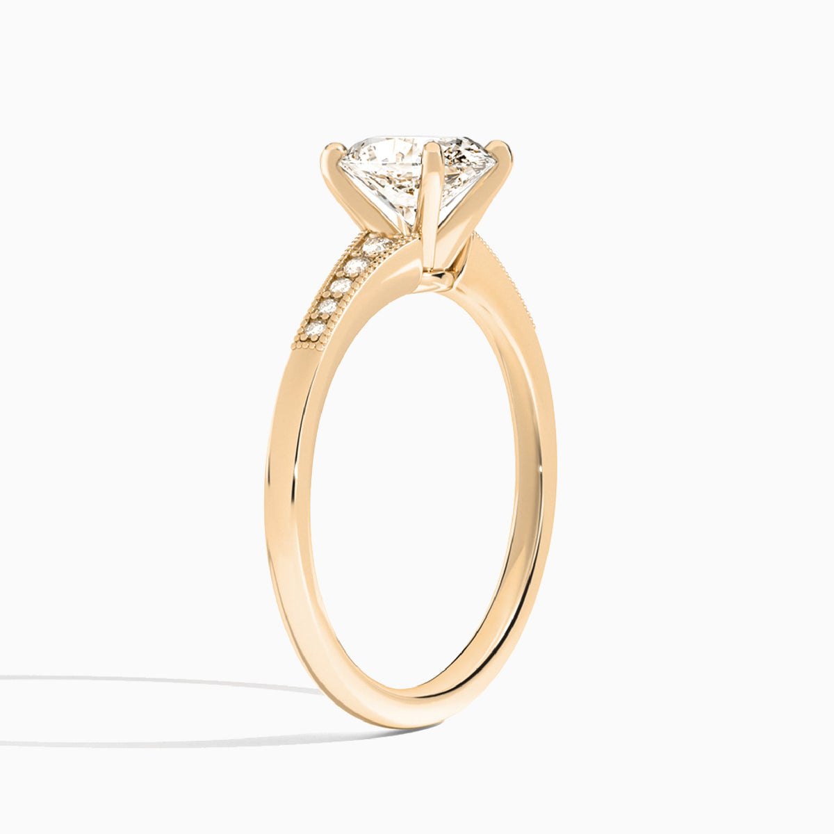 Oval Starla Milgrain Lab Diamond Engagement Ring In 14K Rose Gold, Angle View