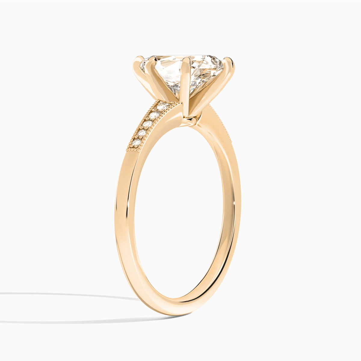 Pear Starla Milgrain Lab Diamond Engagement Ring In 14K Rose Gold, Angle View