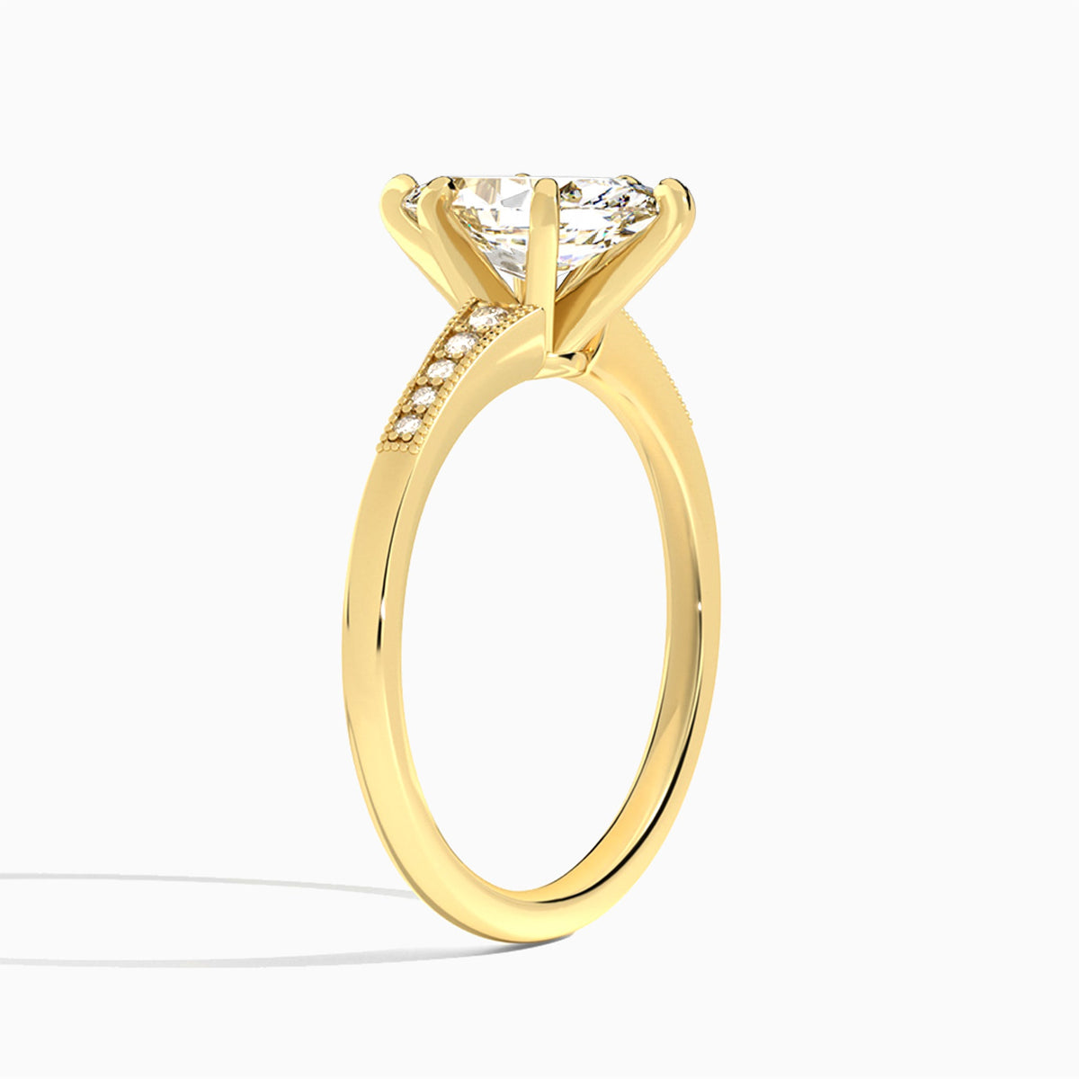Marquise Starla Milgrain Lab Diamond Engagement Ring In 14K Yellow Gold, Angle View
