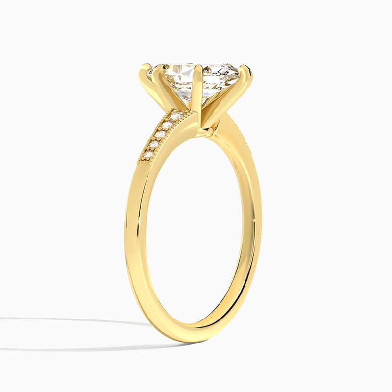 Marquise Starla Milgrain Lab Diamond Engagement Ring In 18K Yellow Gold, Angle View