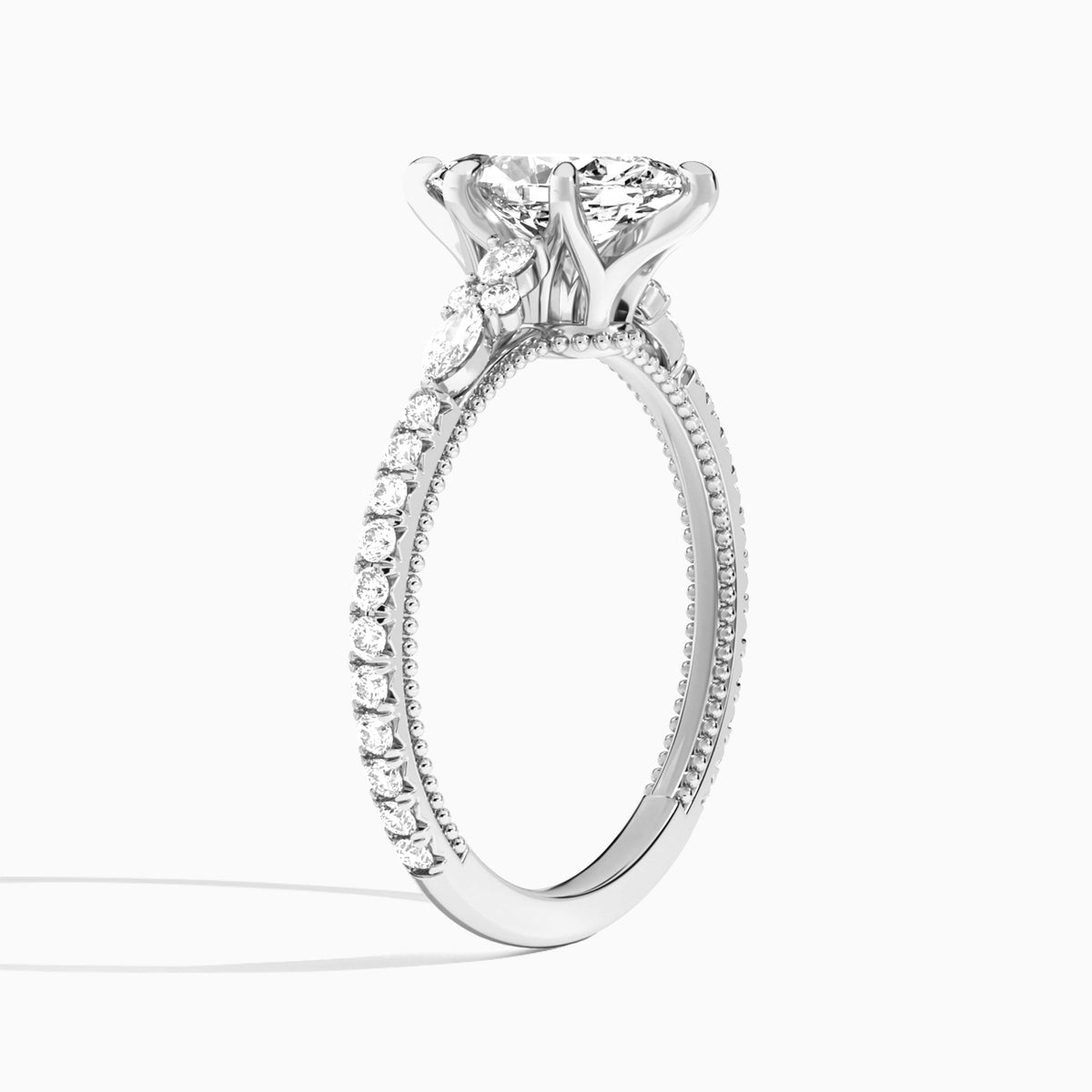 Marquise Celestia Lab Grown Diamond Engagement Ring In Platinum, Angle View