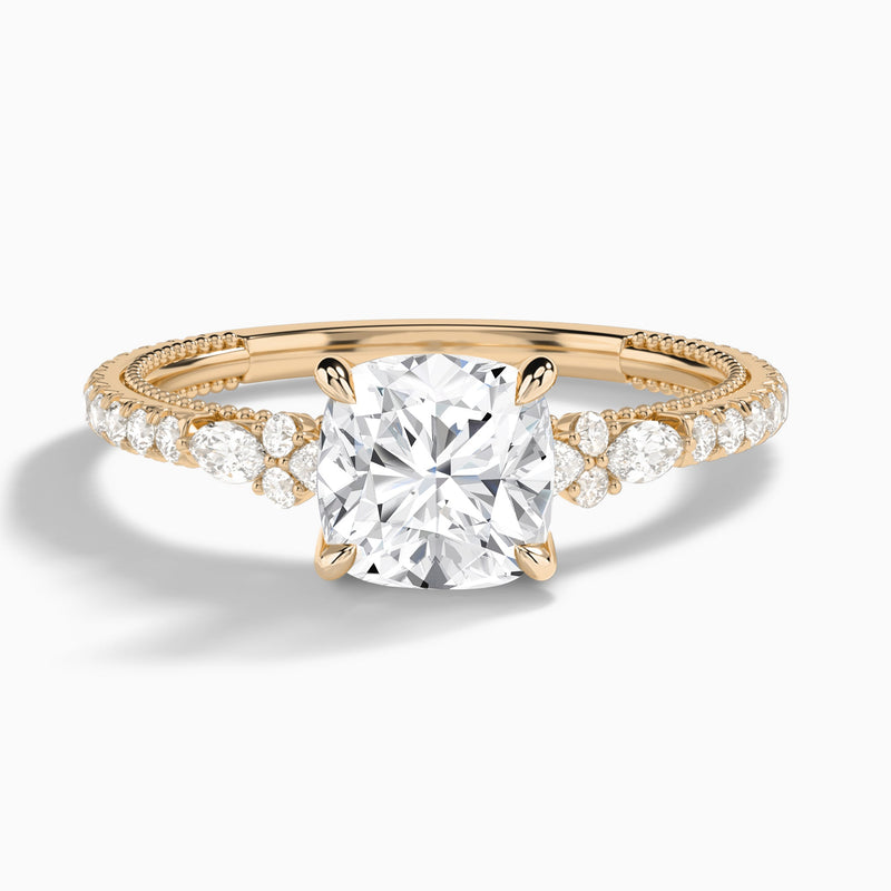 Cushion Celestia Lab Grown Diamond Engagement Ring In 14K Rose Gold - Lucenjuri