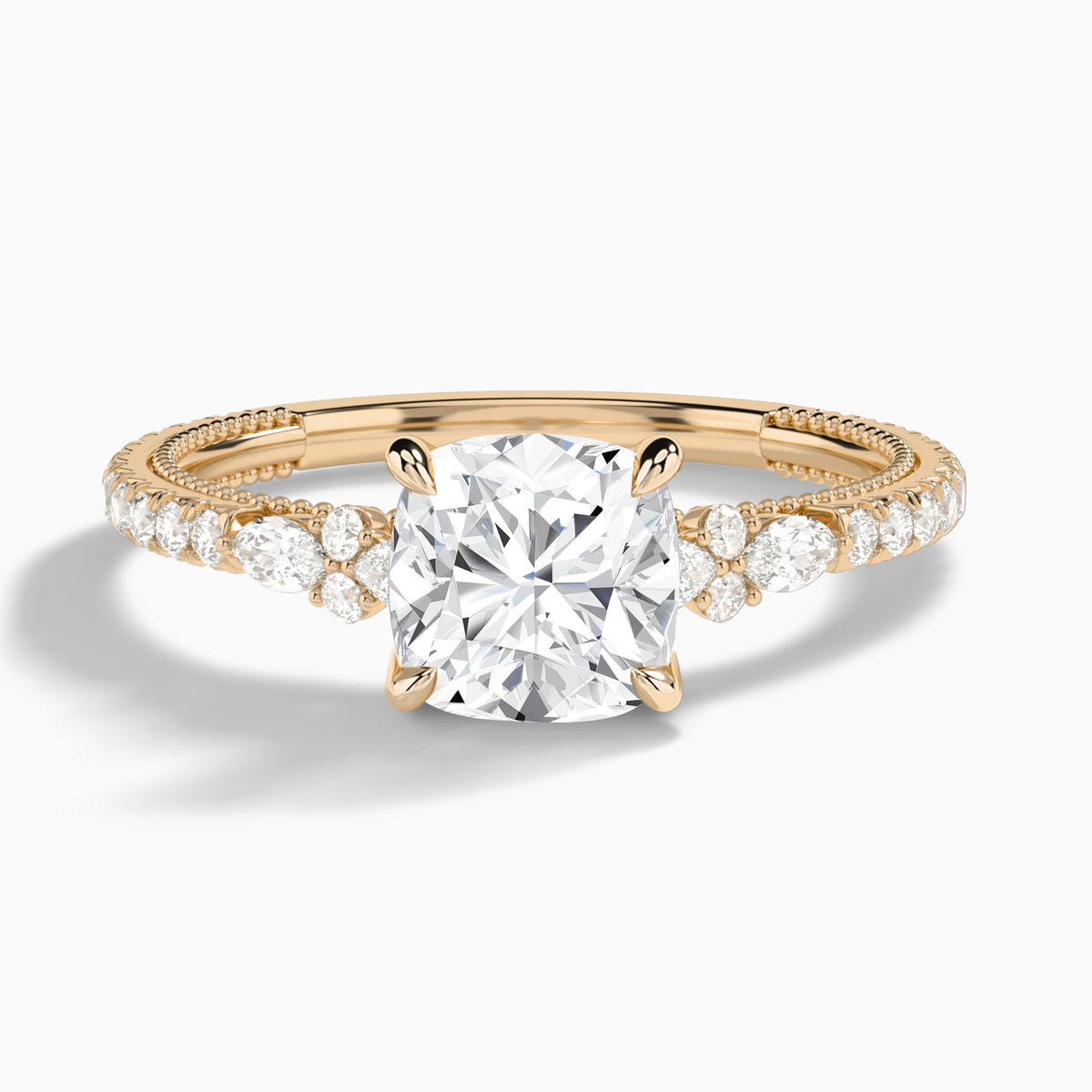 Cushion Celestia Lab Grown Diamond Engagement Ring In 14K Rose Gold - Lucenjuri