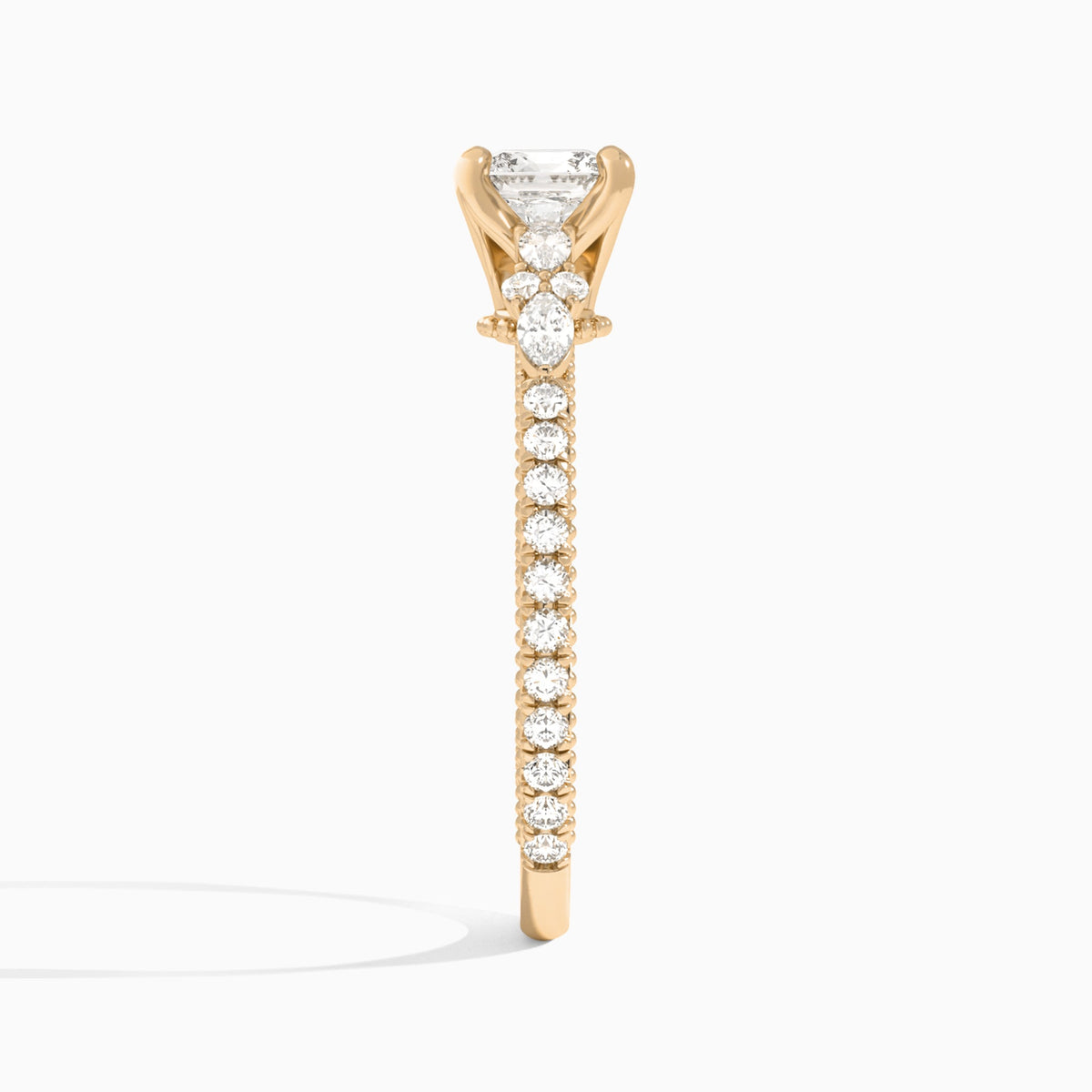 Cushion Celestia Lab Grown Diamond Engagement Ring In 14K Rose Gold, Side View