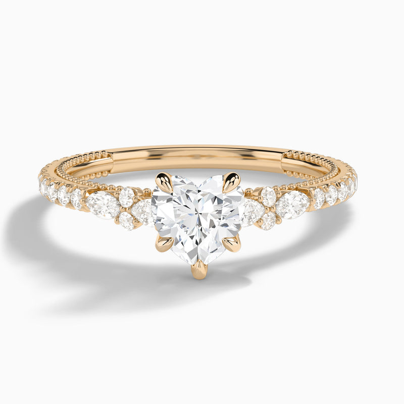 Heart Celestia Lab Grown Diamond Engagement Ring In 14K Rose Gold - Lucenjuri