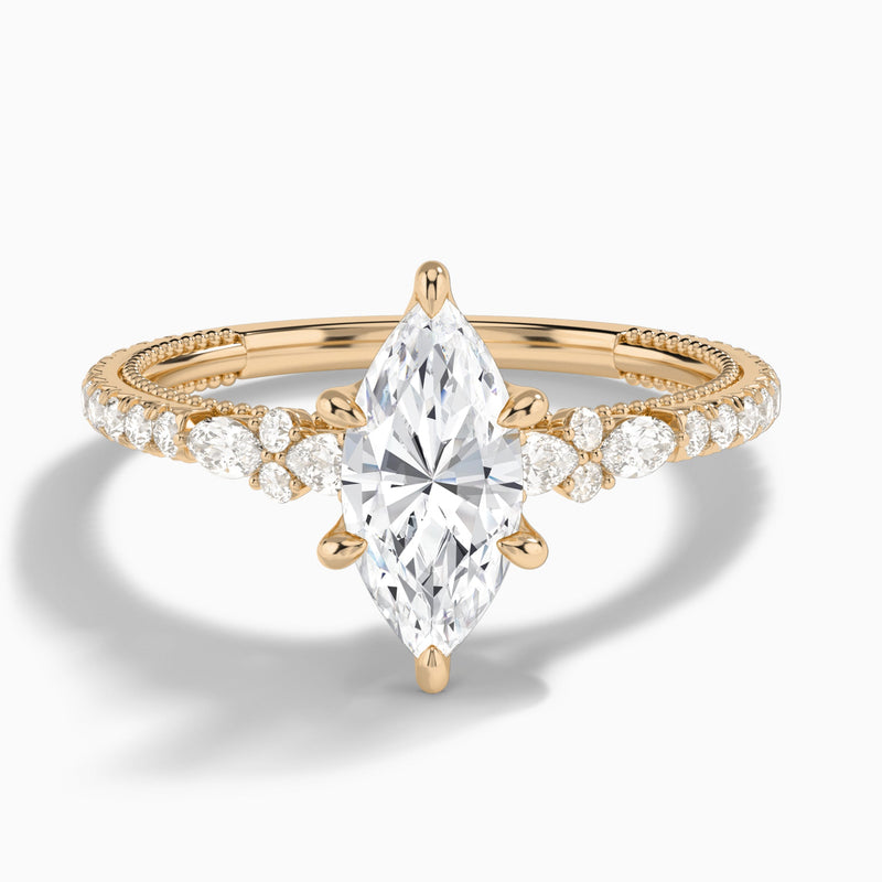 Marquise Celestia Lab Grown Diamond Engagement Ring In 14K Rose Gold - Lucenjuri