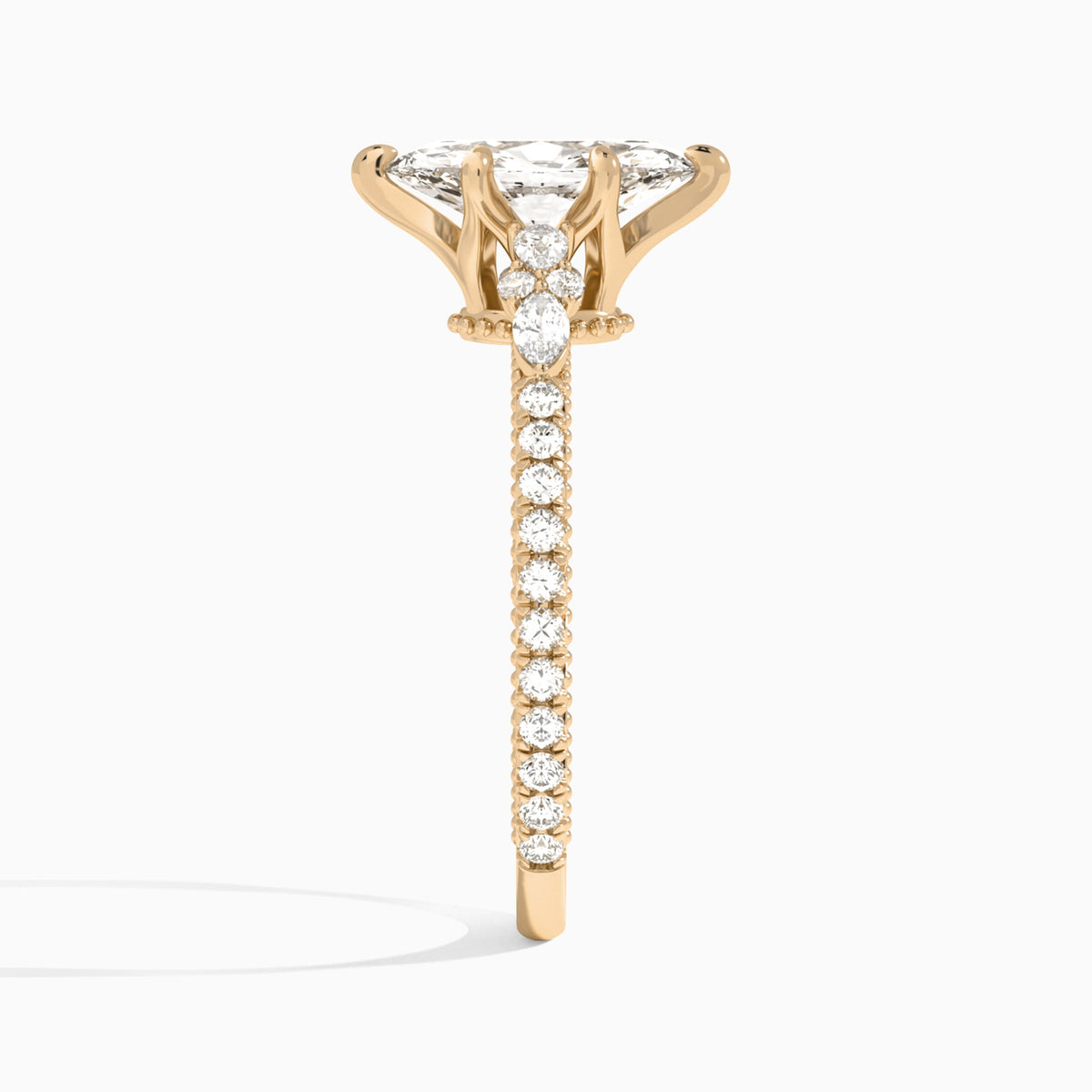 Marquise Celestia Lab Grown Diamond Engagement Ring In 14K Rose Gold, Side View